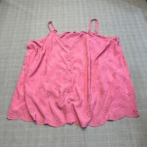 Torrid Tank Cami Top Womens 5 / 5x Pink Eyelet Coquette Lace Trim Plus Size‎